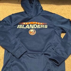 Fanatics New York Islanders Navy Pullover Hoodie with Orange Accents